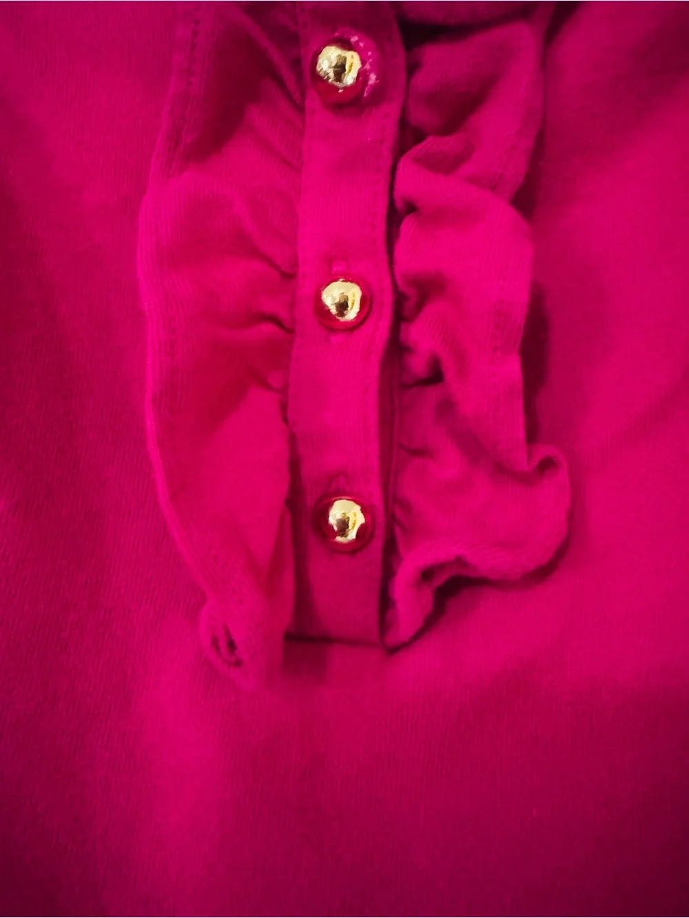 Janie and Jack Magenta Ruffle Sleeve Top with Gold Buttons Size 3